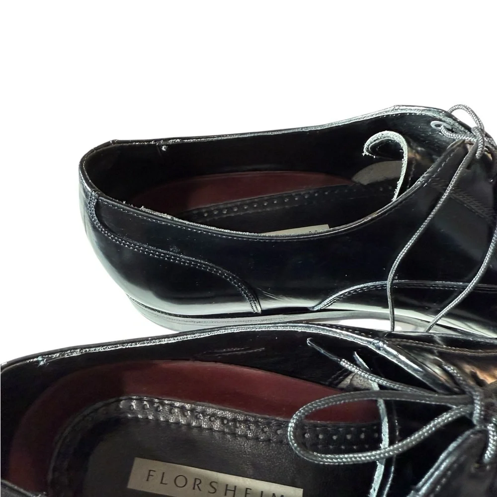 Florsheim size 10 to 10.5 Men’s Black Toe Cap Leather Lace up Shoes Made India